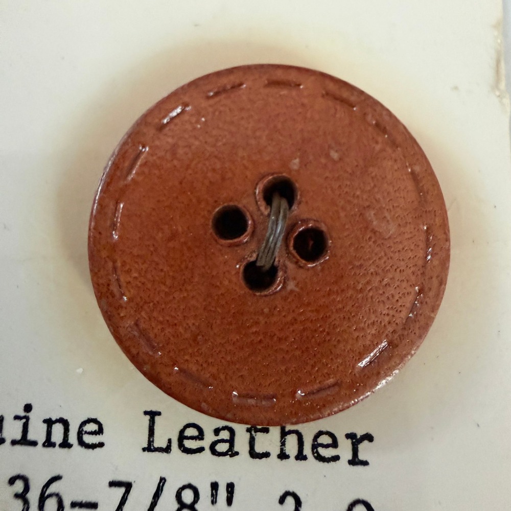 Vintage La Petite Genuine Leather Button 7/8 Inch Tan‎ Brown 4-Hole 1370 H